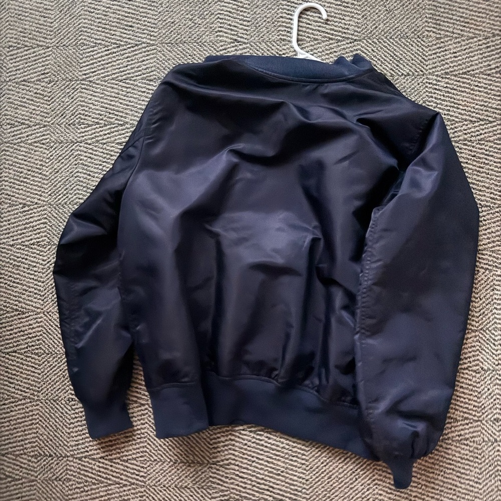 THE GREAT. Navy Bomber Jacket with Orange Lining NWT - Picture 10 of 11